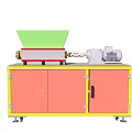 Industrial Equipment with Green Hopper Processing Unit Motor and Yellow Cabinet Pink Doors Wheels