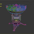 Advanced Electronic Satellite Antenna with Metallic Parabolic Mesh Structure and Stable Supporting Base Design 3d model