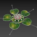 Green Water Lily Plant With Large Leaves And Central Flower Structure