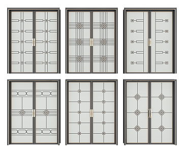 Modern double door sliding door sliding door combination 3d model