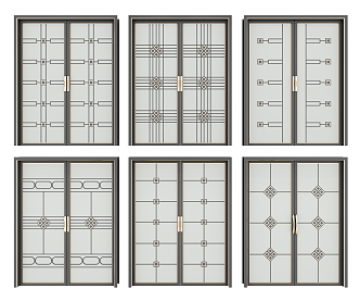 Modern double door sliding door sliding door combination 3d model