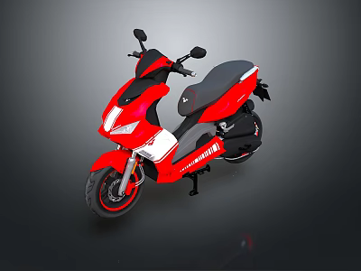 Red Sporty Motorcycle with Black Accents and Modern Sleek Body Design 3d model