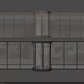 Modern Glass Cabinet And Partition Design With Circular Column Gold And Black Frames