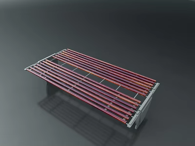 Modern Pergola Structure With Metal Frame And Colorful Red Purple Slats 3d model