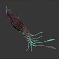 Pink Squid Marine Creature With Long Tentacles And Detailed Eyes In 3D Rendering