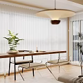 Tea Table Log Style Cream Style Tea Room Table Chair Balcony Wooden Floor 3d model