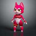 Pink Cat Game And Movie Character With Big Yellow Eyes Red Outfit And White Gloves