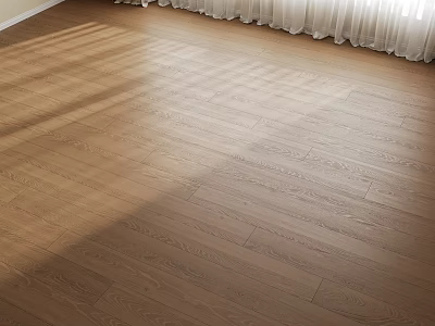 Warm Natural Oak Wooden Floor With Sunlight Streaming And Smooth Surface 3d model