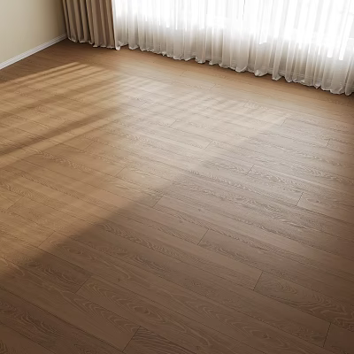 Warm Natural Oak Wooden Floor With Sunlight Streaming And Smooth Surface 3d model