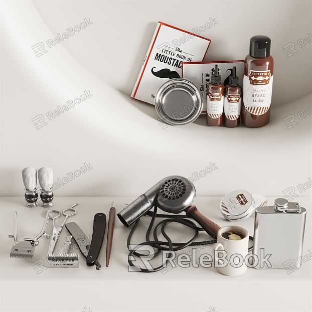 modern barber utensils model