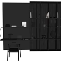 Nordic Bookshelf Integrated Desk Bookshelf Decorative Rack 3d model