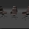 Three Modern Leather Office Chairs With Adjustable Design And Swivel Wheels 3d model
