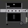 Outdoor Portable Grill With Black Lid Silver Control Panel And Wheels 3d model