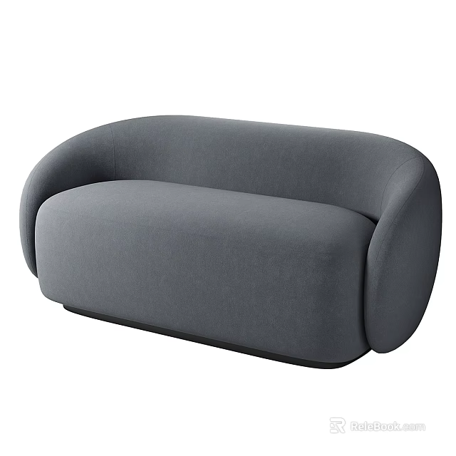 Modern Gray Two Seater Sofa With Curved Design And Upholstered Fabric 3d model