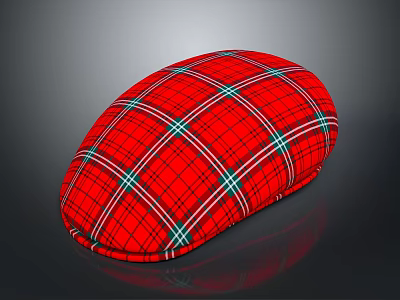 Stylish Red Plaid Hat Design Featuring Classic Checkered Pattern For Daily Fashion Use 3d model