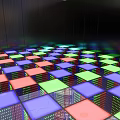 Dreamy Techno Mirror Space With Colorful Glowing Cubes Reflections And Infinite Extending Visual Effect