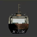 Vintage Red And White Cargo Ship With Superstructure And Deck Containers 3d model