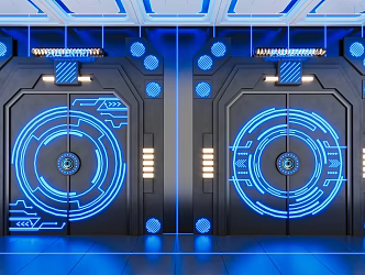 Modern Simple Door Combination Internet Popular Palm Print Door Modern Technology Double Door Technology Induction Door KTV Double Door Palm Print Induction Door Internet Popular Induction Door Electric Section 3d model