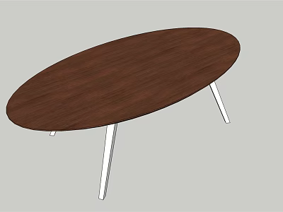 Stylish Modern Oval Conference Table With Wooden Top And Silver Metal Legs 3d model