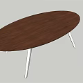 Stylish Modern Oval Conference Table With Wooden Top And Silver Metal Legs