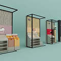 Modern Retail Display Shelves With Various Styles And Multiple Color Designs 3d model