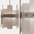 Modern Brushed Metal Chandelier With Sleek Rectangular Slats And Contemporary Design