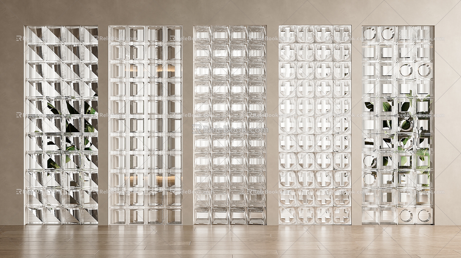 Modern partition glass brick partition wall glass partition glass brick hollow glass brick 3d model