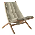 Modern Lounge Chair With Brown Cushion Gray Frame And Light Woven Wooden Design