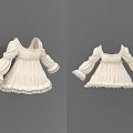 Elegant White Vintage Dress With Long Sleeves Square Neckline And Lace Trim Details