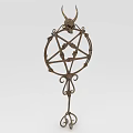 Intricate Metal Sculpture With Horned Skull Pentagram And Ornate Decorative Elements