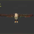 Pixel Art Mythical Eagle in Flying Pose with Spread Wings Glowing Head and Yellow Talons