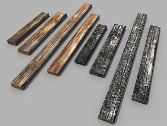 Solid wood board, old wood board, charcoal fire board 3d model