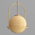 Modern Pendant Light With Golden Metal Frame And White Globe Shade Hanging Design