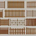 Different Wooden Railing Styles Featuring Lattice Picket And Cross Patterns 3d model