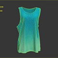 Loose Fit Sleeveless Top With Blue Gradient Mesh Fabric And Casual Style Design