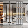 Light Luxury Partition Glass Screen Partition 3d model