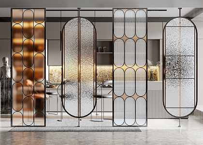 Light Luxury Partition Glass Screen Partition 3d model