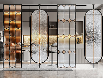 Light Luxury Partition Glass Screen Partition 3d model