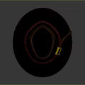 Classic Stylish Dark Hat With Brown Crown Navy Blue Brim Red Band And Gold Buckle