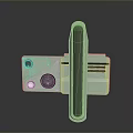 3D Rendered Light Green Mechanical Equipment With Metal Rod And Circular Parts