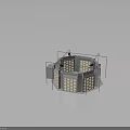 Hexagonal Equipment Structure With Transparent Glass Enclosure Circular Panels And Top Mounted Devices