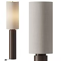 Minimalist Modern Floor Lamp With Linen Shade And Dark Brown Wooden Base Design