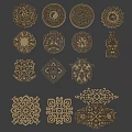 Intricate Carved Patterns With Various Shapes And Floral Decorative Motifs