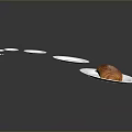 White Plates Arranged in Sequence with Croissant on Gray Background