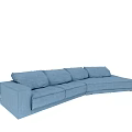 Blue L shaped Sectional Sofa With Comfortable Cushions For Living Room 3d model