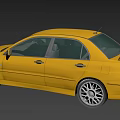 Yellow Mitsubishi Sports Car With Aerodynamic Body Alloy Wheels And Front Grille