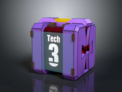 Purple Tech 3 Cube Shaped Container Design With Metallic Edges And Transparent Front Panel 3d model
