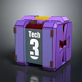 Purple Tech 3 Cube Shaped Container Design With Metallic Edges And Transparent Front Panel 3d model