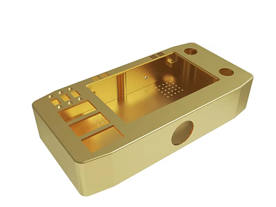 Golden Mechanical Metal Component With Holes And Structural Design 3d model