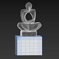 Abstract Seated Human Form Sculpture With Geometric Curves And Hollow Design